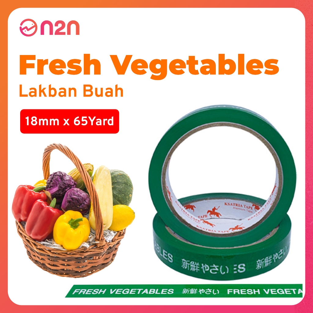 

Lakban OPP Tape Isolasi Sayur Fresh Vegetables KSATRIA Tape 18mm x 65Y Kualitas Premium | N2N Factory