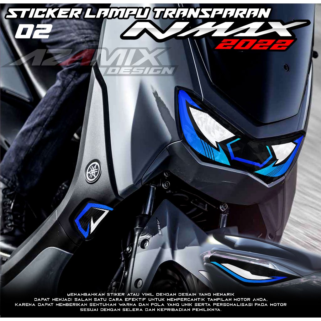KODE 02 STIKER VARIASI LAMPU MOTOR NMAX NEW 2022 - STIKER LAMPU DEPAN & BELAKANG NMAX 2022 SIMPLE