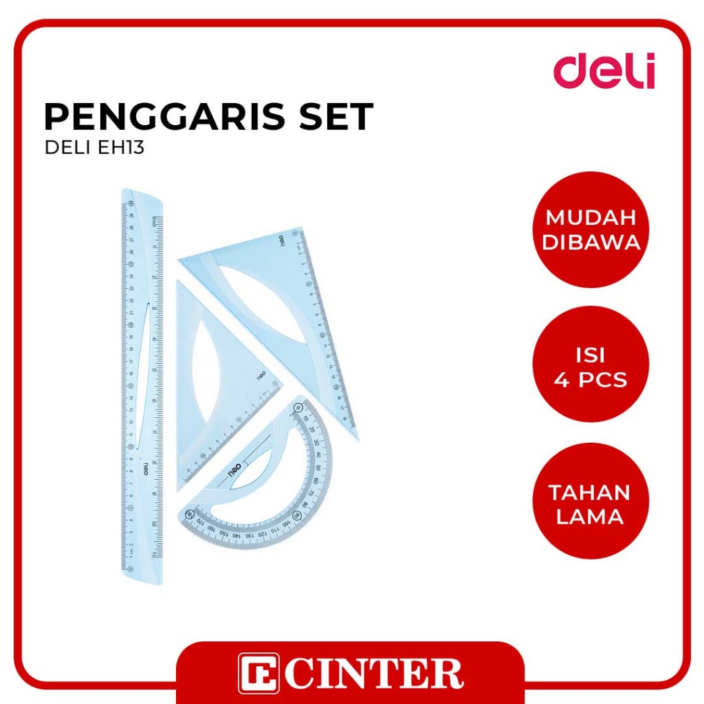 

DELI - PENGGARIS SET / RULER / ROL EH13 DRAFTING SET ISI 4 PCS