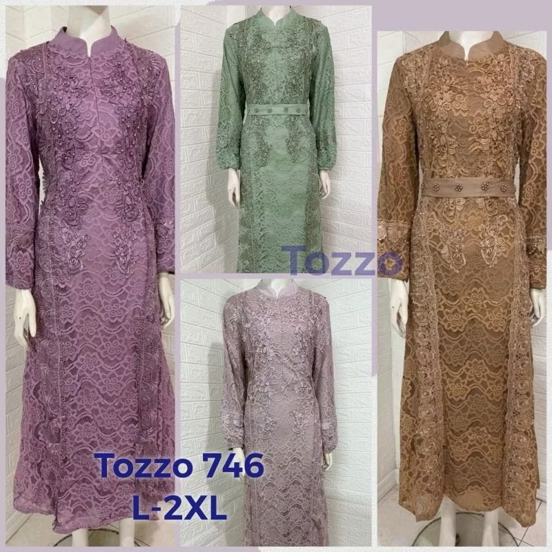 Gamis Tozzo import full brukat depan belakang - gamis import Bangkok TOZZO original - Gamis mewah fu