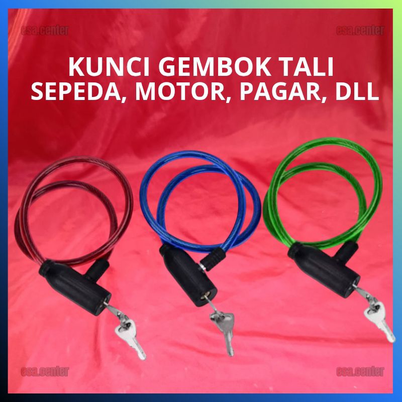 Gembok Kuci Tali Sepeda Motor Sepeda Gembok Kawat Baja Tali