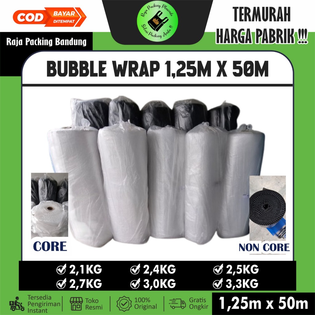 

Bubble Wrap Bening - Hitam 1 Roll FULL 1.25M x 50M 2,5KG Murah EKONOMIS Babble Warp Buble wrap Rol
