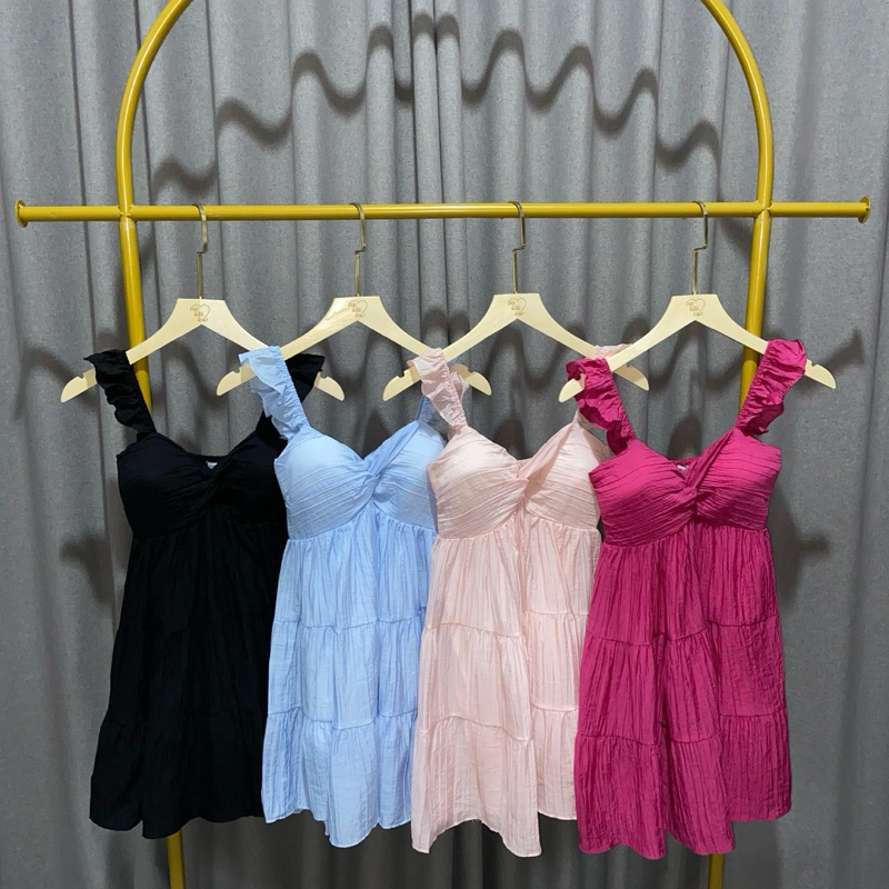 BUYWITHLOVE.ID - ARSYA RUFFLE MINI SEXY DRESS / Pad Bra Dress Baju Tidur Sexy / Dress Pantai Dress B