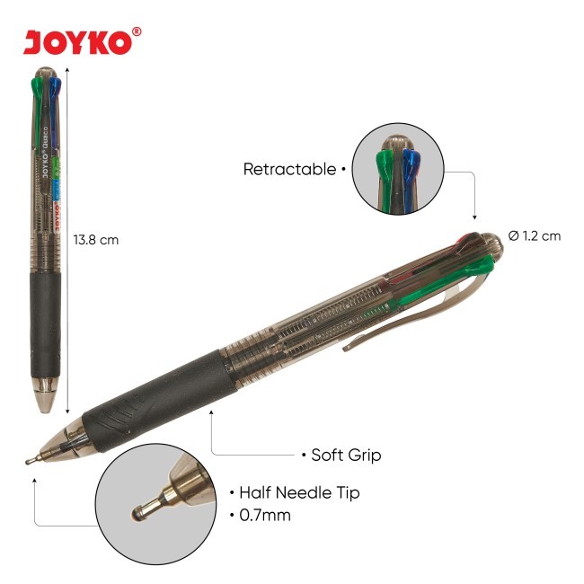 

BALLPEN BP213 QUACO JOYKO / PULPEN 4 WARNA / PULPEN JOYKO 4 IN 1