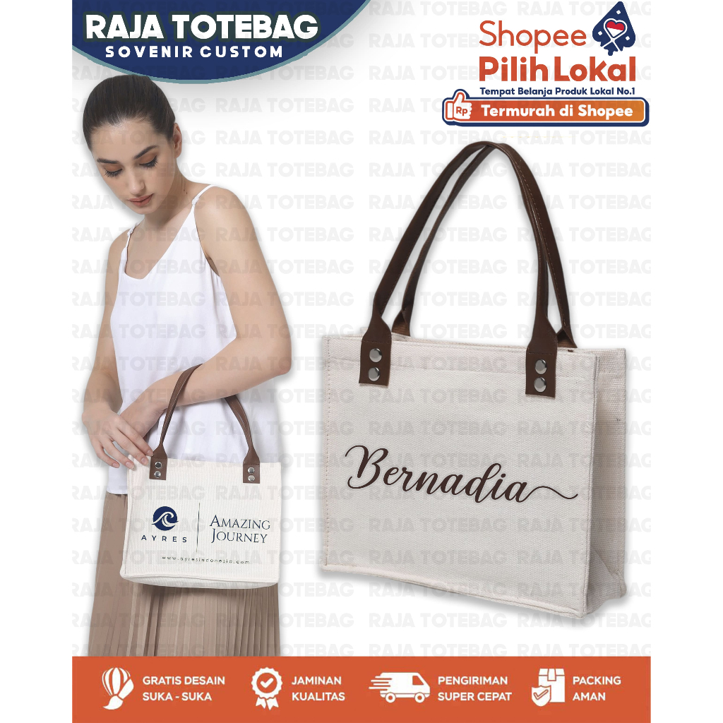 Totebag Kanvas Polos-Sovenir Kanvas Tebal-Tas Bridesmaid-Tas Ulangtahun-Tas Kosmetik Promosi-Lyodra