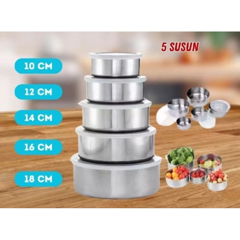 Fresh Box Stainless steel 5 susun // Rantang Stainless steel 5 susun