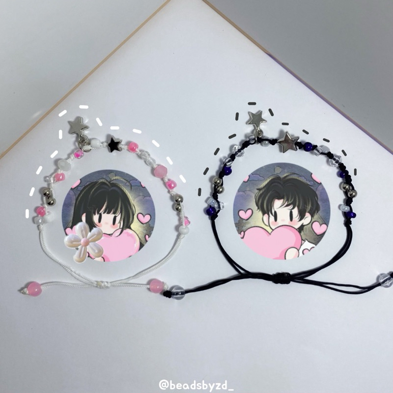 Gelang Manik Couple Cewek Cowok Serut/Beads Bracelet Giok Aesthetic Hitam Putih Couple