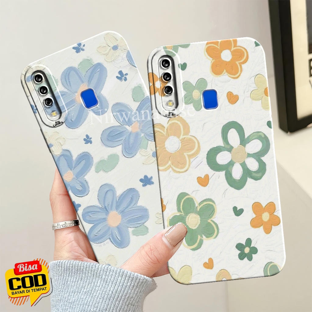 Kessing Hp Vivo Y17 Y15 Y12 Y12i Y11 Y19 Z1 Pro Motif Bunga Case Pro Camera Lentur - Fashion Case Ce