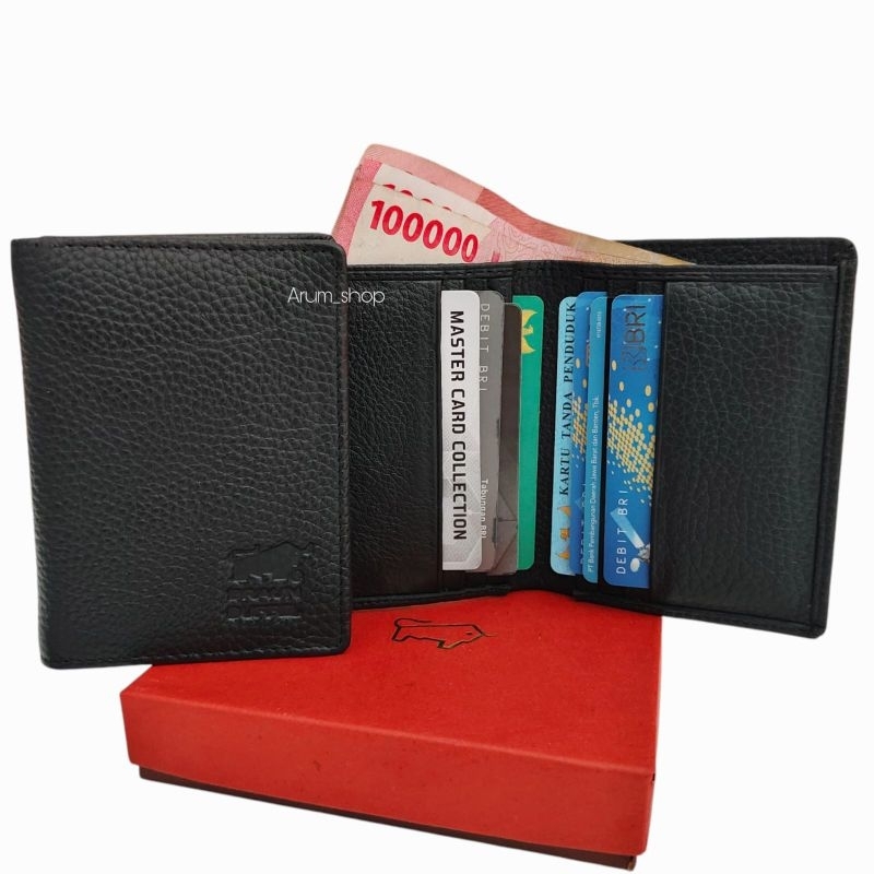 Dompet asli kulit lipat buku dompet pria wanita ukuran kecil tipis