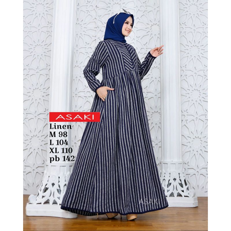 Gamis linen import terbaru best seller asaki