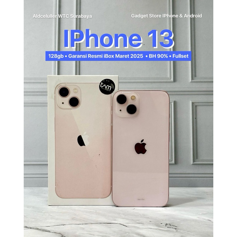 iphone 13 128gb pink garansi resmi second