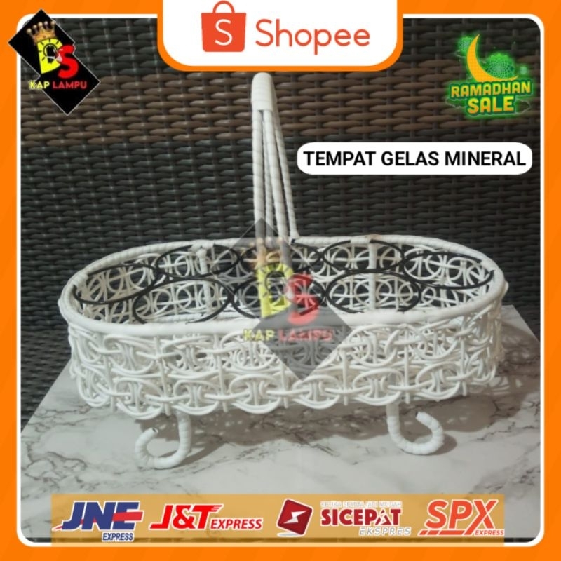 ✅Tempat Keranjang Minuman Mineral Rotan Sintetis 8 Lubang Kerajinan Rotan Sintetis