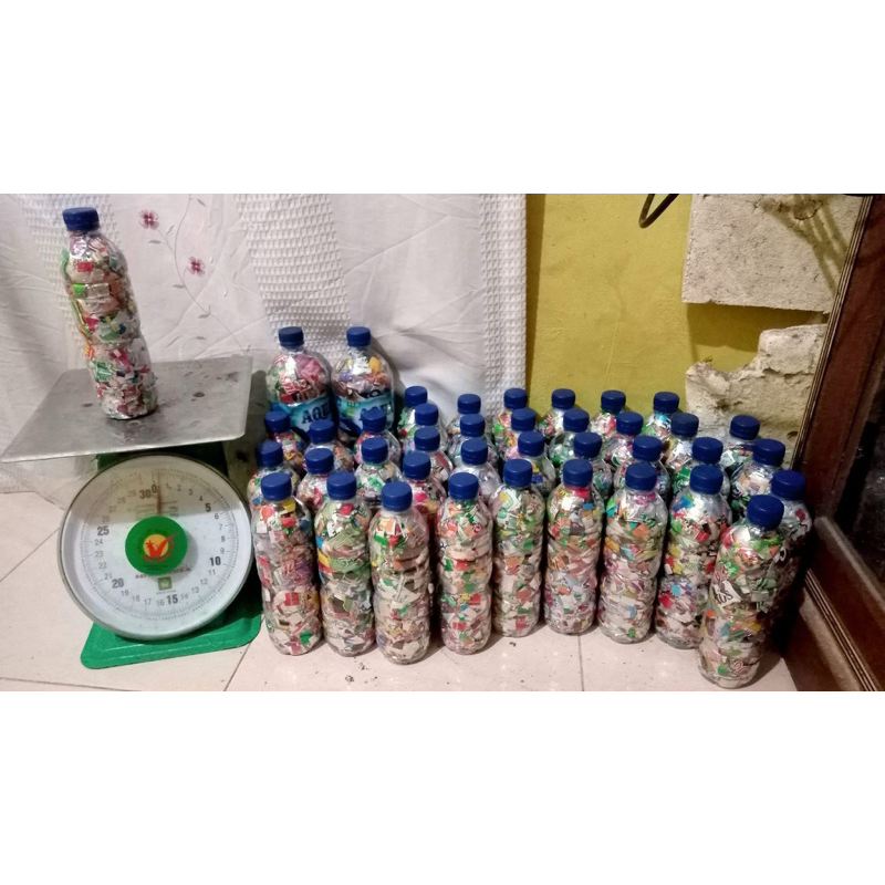 ecobrik botol aqua 600 ml 250 gram