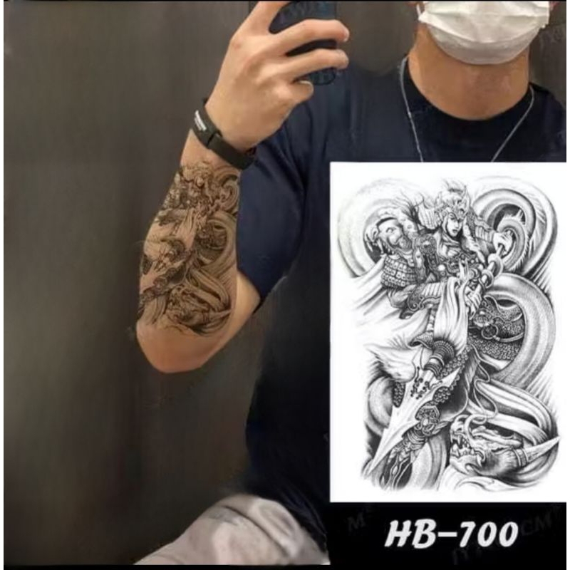 Tato Temporer Tattoo Tatto Temporary Tahan Air Sementara Anti Air Seri HB-700 - Tato Dewa Naga