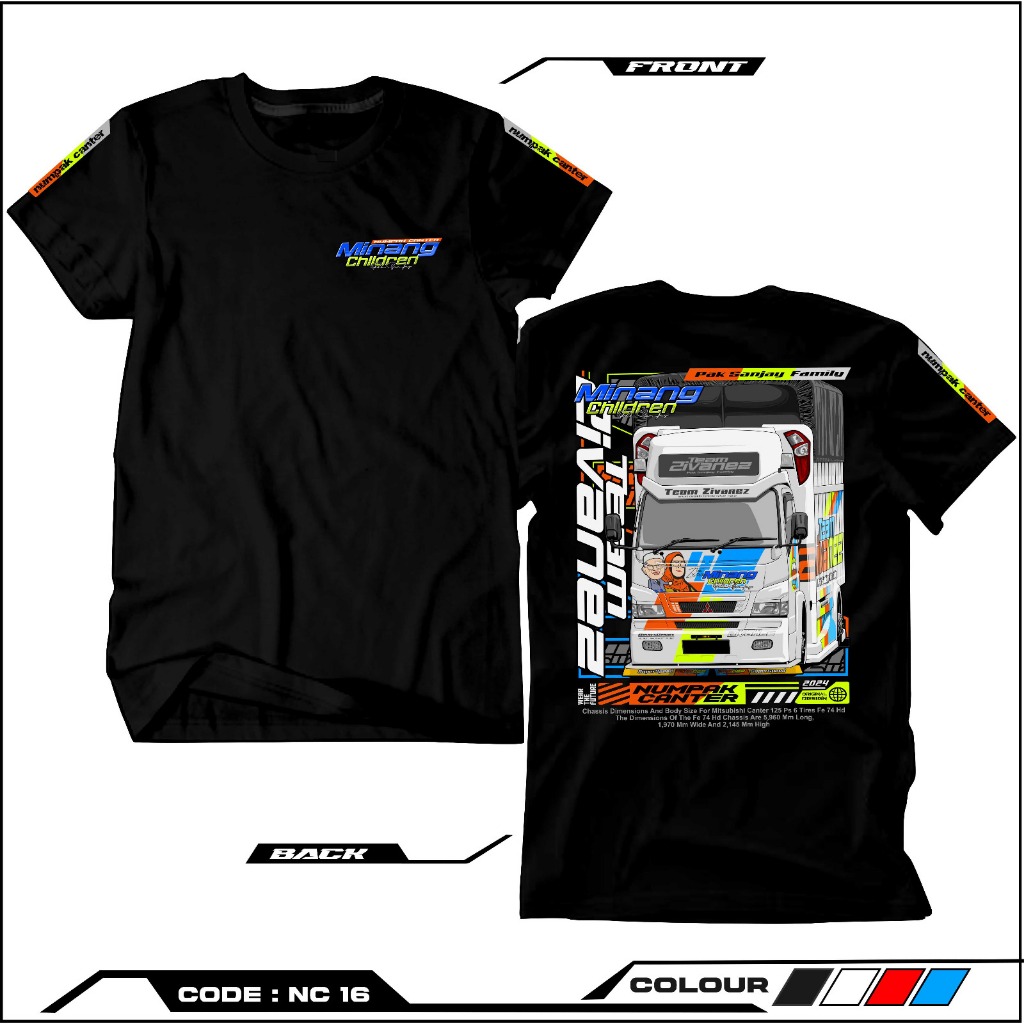 Baju Kaos Truk Minang Children Team Zivanes NC016 Crew Neck Lengan Pendek  Atasan Dewasa Unisex