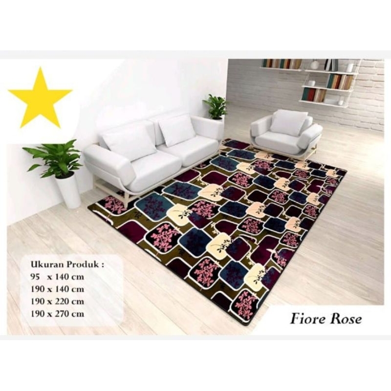 Ambal Malaysia / Karpet Lantai Malaysia Ukuran 190x 270 Motif Karakter Kotak Bunga Anti slip