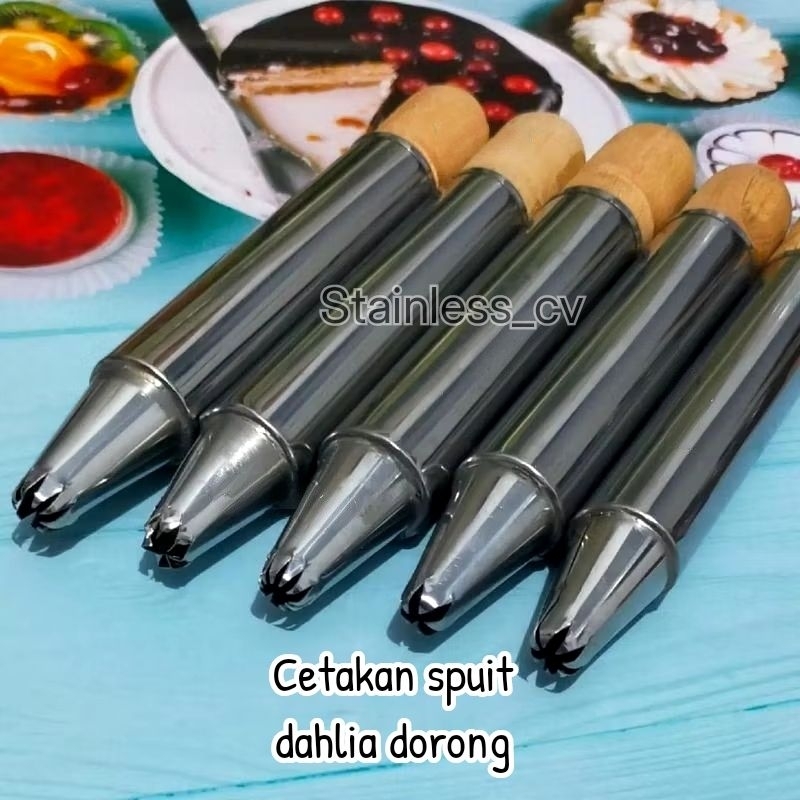 Cetakan kue semprit dorong / Cetakan semprit bunga dorongan kayu