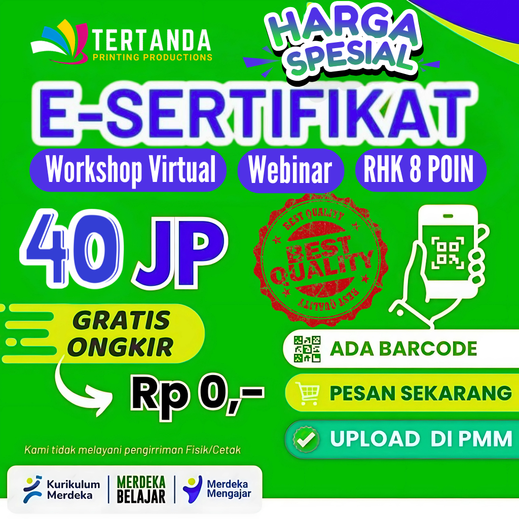 

SERTIFIKAT - 40 JP - LAPOR DIRI, PMM DLL (Workshop Virtual, Webinar) Custom