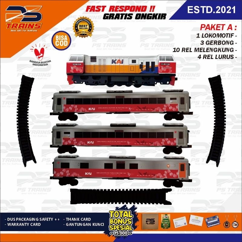 [MESIN] MAINAN KERETA API INDONESIA CC206 LIVERY HUT RI 79 HANDMADE by PSTRAINS