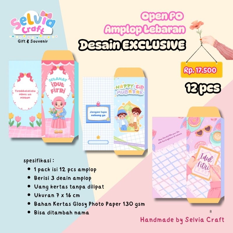 

Amplop Lebaran PREMIUM DESAIN EXCLUSIVE Custom NAMA isi 12 pcs