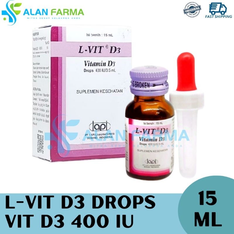 L-Vit D3 drop 15 mL | L Vit D3 drops | Vitamin D3 400 iu drop | Vitamin D3 untuk bayi 1+