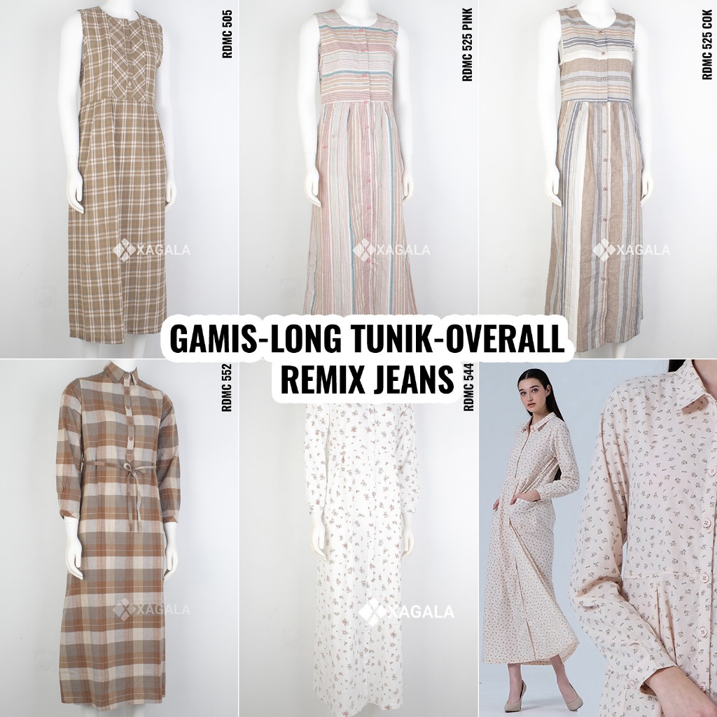 REMIX JEANS OVERALL LONG DRESS MAXI DRESS GAMIS REMAJA OVERALL WANITA