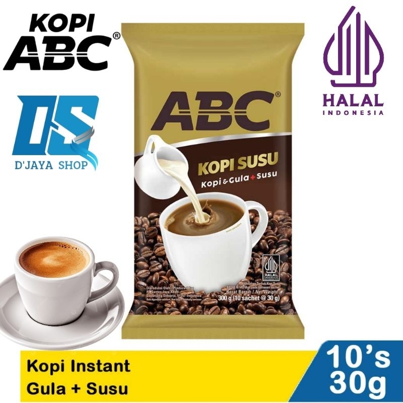 

ABC KOPI SUSU|KOPI INSTAN GULA+SUSU 10 Sachet×30g