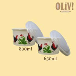 Paper Bowl Motif Ayam + Tutup Uk.800ml & 650ml (25 pcs)