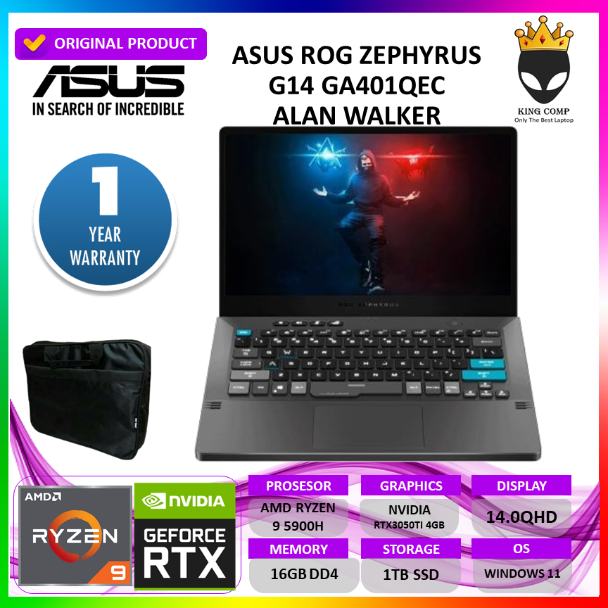 Asus ROG Zephyrus G14 Alan Walker GA401QEC RYZEN 9 5900HS RTX3050TI 4GB 16GB 1TB W11 14"QHD 120HZ