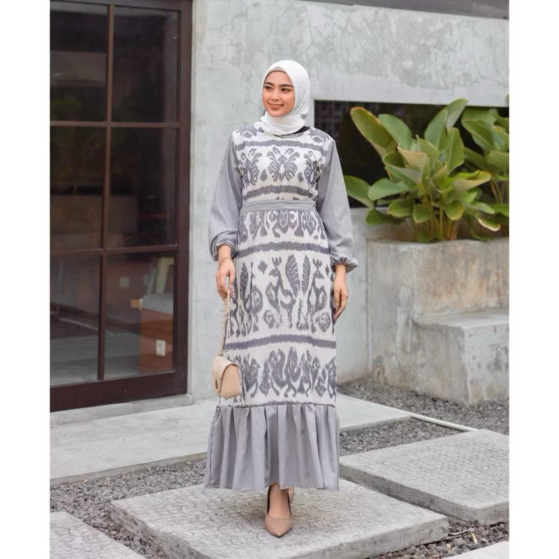 BAJU TENUN COUPLE MOTIF SUMBAWA KEMEJA LENGAN PANJANG GAMIS LEBARAN