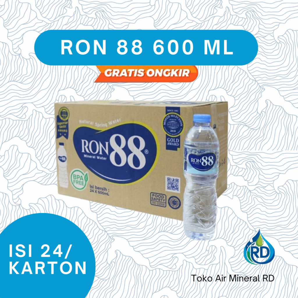 

RD - RON 88 Botol 600 ML 1 Dus - Isi 24 x 600 ML - Air Minum Mineral Botol