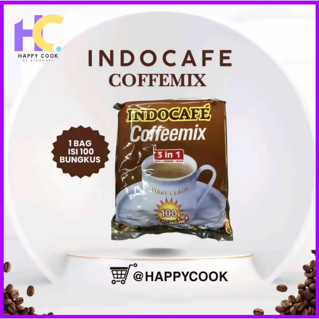 

HAPPYCOOK|| INDOCAFE COFFEMIX 3 in 1/COFFE INDOCAFE / KOPI INDOCAFE 1 Bag isi 100 Sachet- HARGA GROSIR