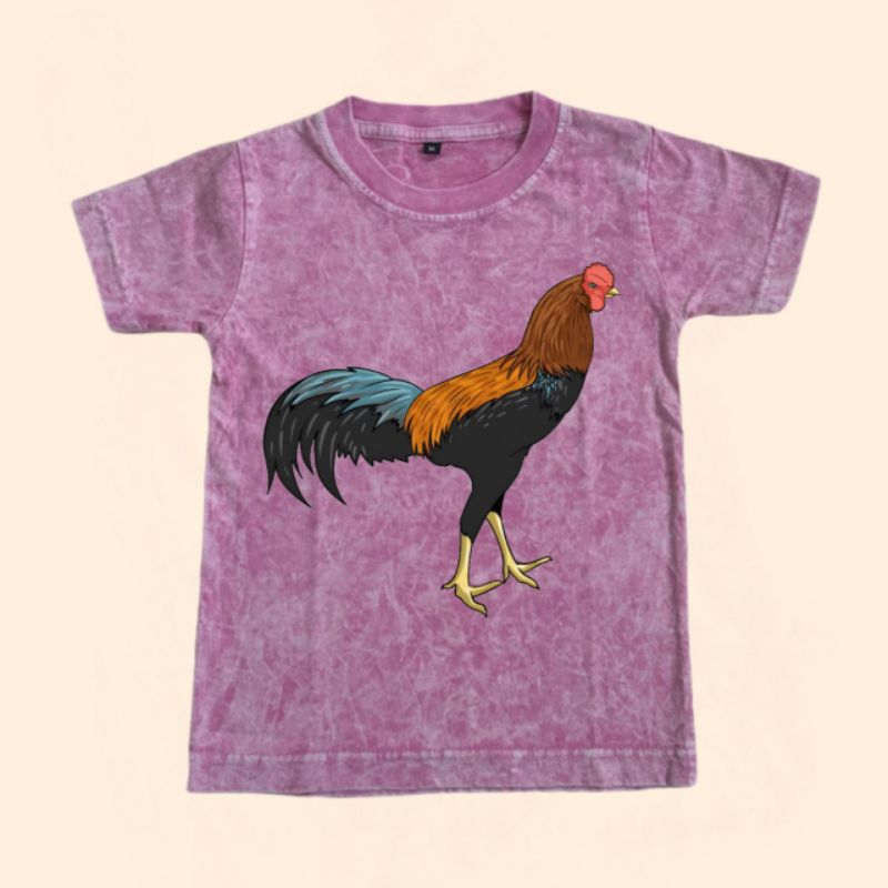 Kaos anak Washed gambar ayam Bangkok
