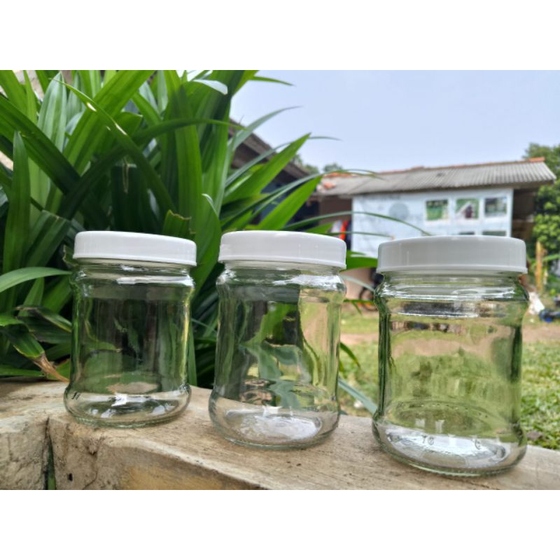 Botol kaca jar 200ml tutup plastik / jar kaca 200ml / Toples kaca 200ml
