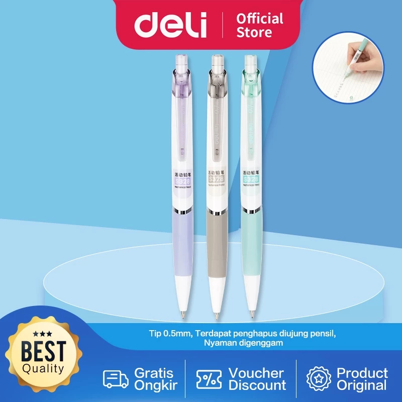 

Deli Mechanical Pencil S327 Pensil Mekanik Cetek Propelling Pencil 0.5 mm