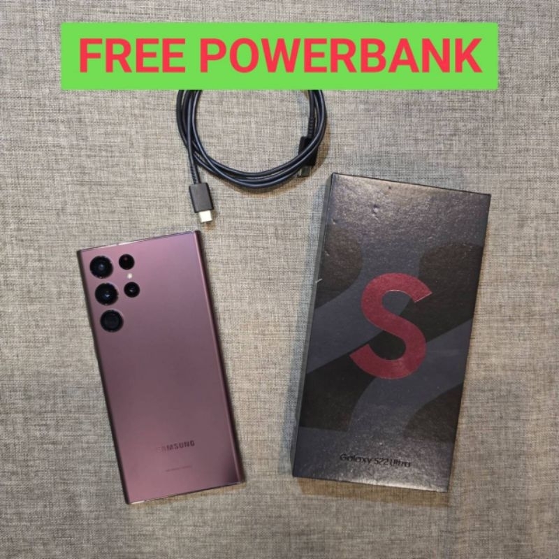 FREE POWERBANK + CASE‼️SAMSUNG GALAXY S22 ULTRA 5G 12GB/256GB SECOND MULUS PEMAKAIAN PRIBADI FULLSET