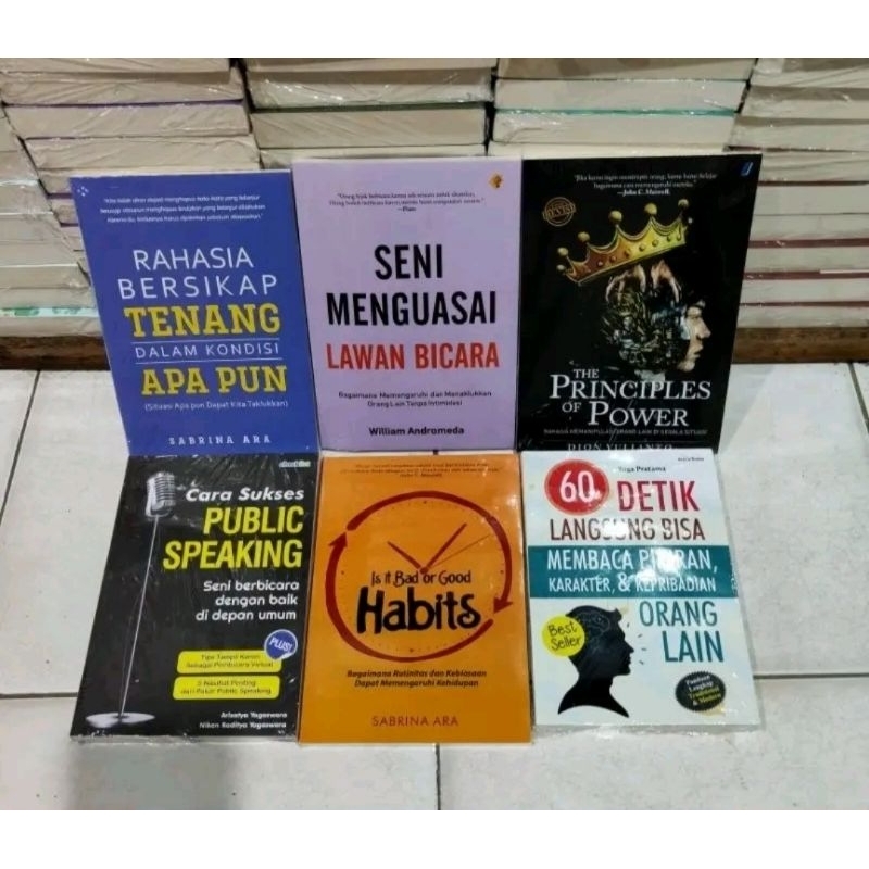 Paket 6 buku Motivasi best seller - The principles of power, Public speaking, Rahasia bersikap tenan
