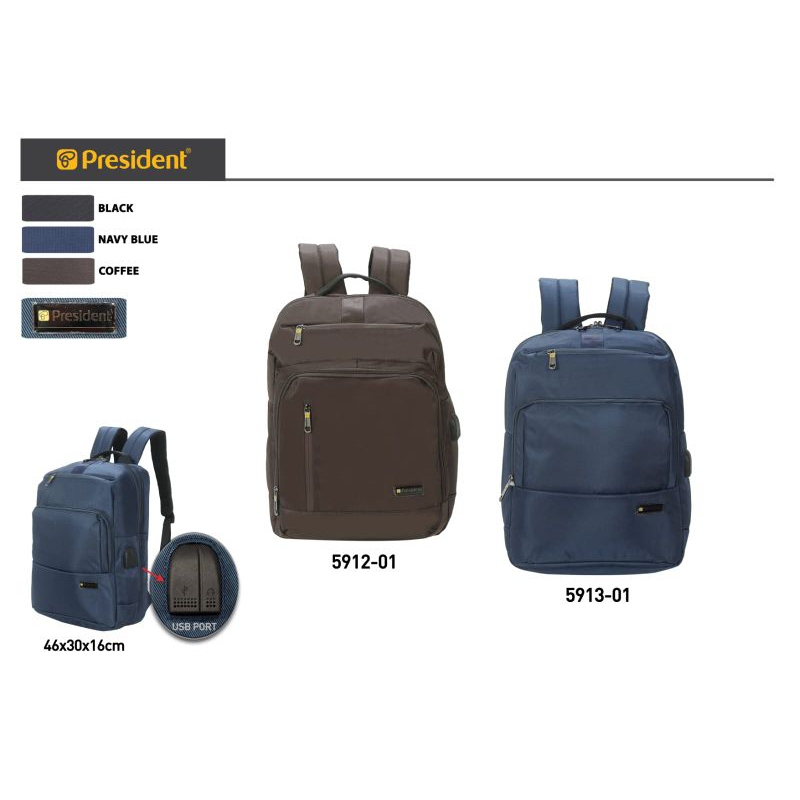 TAS RANSEL LAPTOP PRESIDENT 5912-01 | BACKPACK PRESIDENT USB ORIGINAL|TAS RANSEL PRESIDENT |TAS LAPT