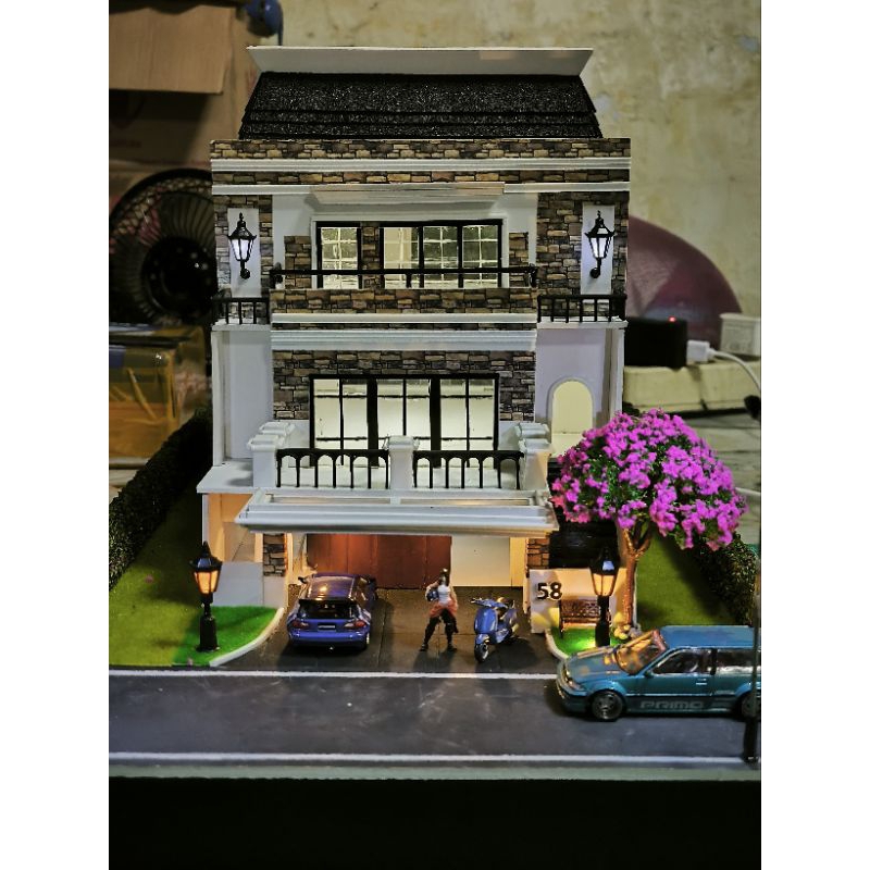 diorama maket miniatur rumah klasik modern eropa 1:64