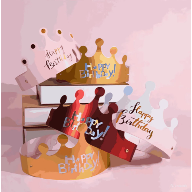 Topi Ulang Tahun Mahkota Dewasa Anak Laki-laki Perempuan - Crown Kertas Raja Ratu