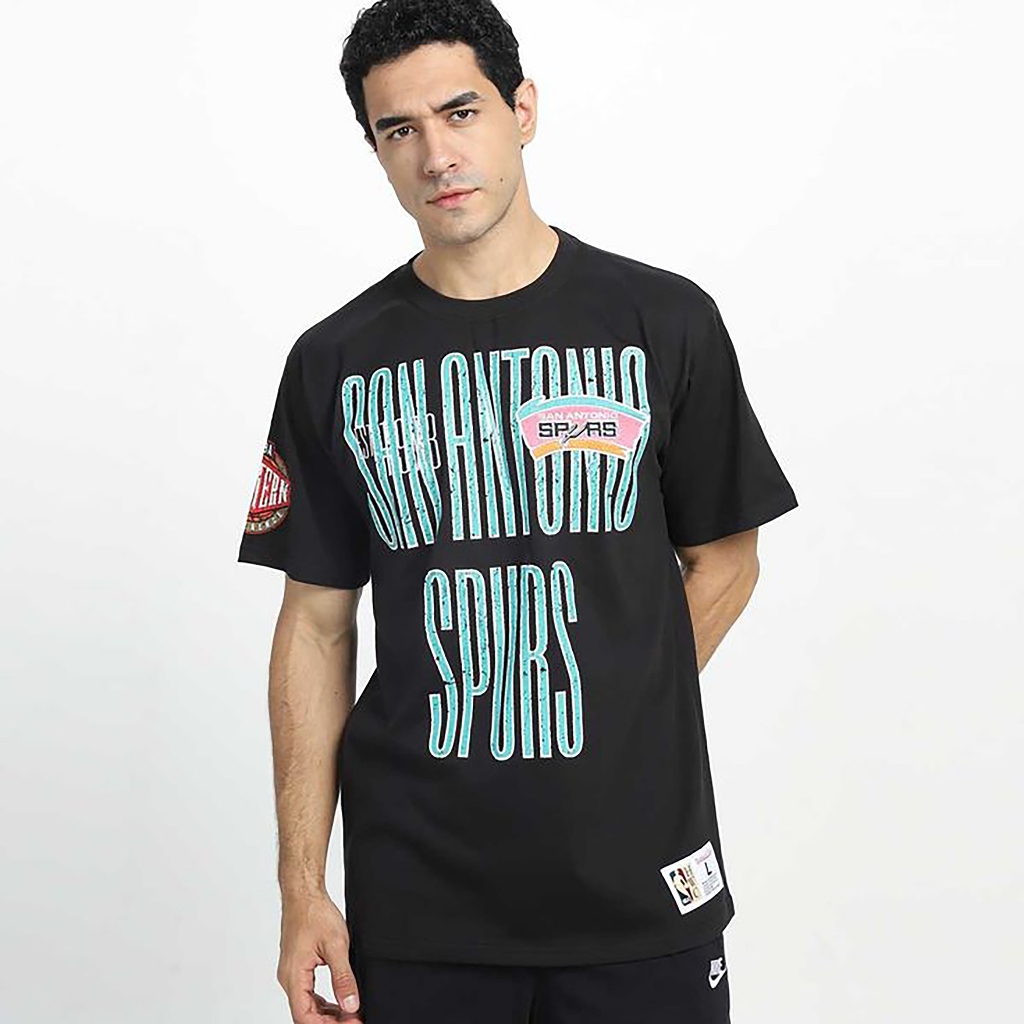 NBA Kaos Mitchell & Ness Unisex Basketball NBA San Antonio Spurs T Shirt L & XL BNWT Original 100%