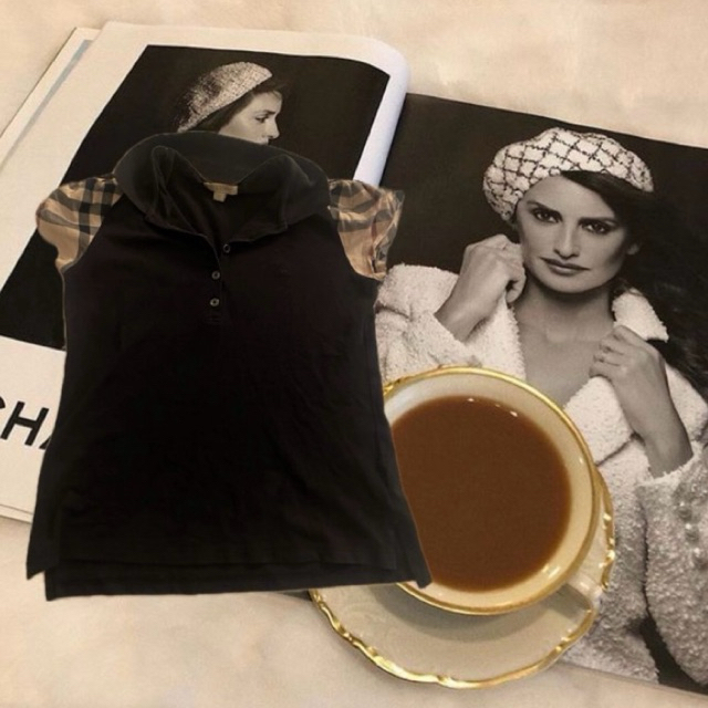 burberry polo shirt top baju wanita atasan kaos vintage old money coquette