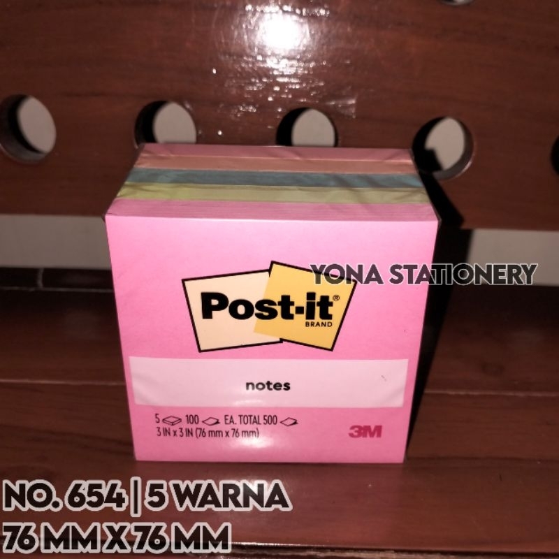 

Post It 654 3M Warna (Isi 5 Pad) | 76 x 76mm | 1 Warna: 100 Lembar | Total: 500 Lembar