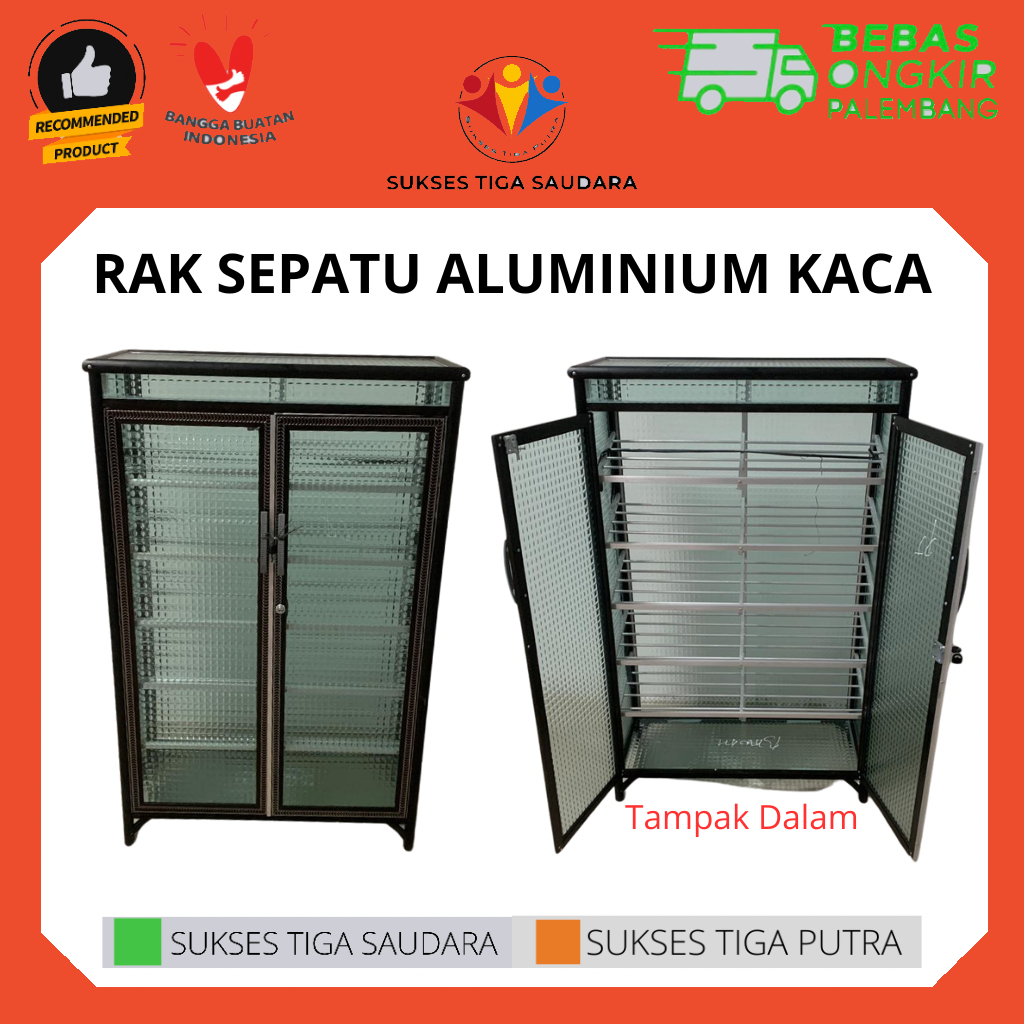 LEMARI SEPATU RAK SEPATU KACA ALUMINIUM MINIMALIS