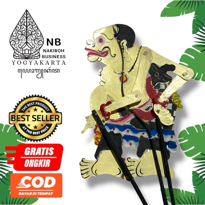 NAKIROHBUSINESS WAYANG kulit BAGONG VERSI KI SENO BAHAN KULIT SAPI ASLI -+45 CM