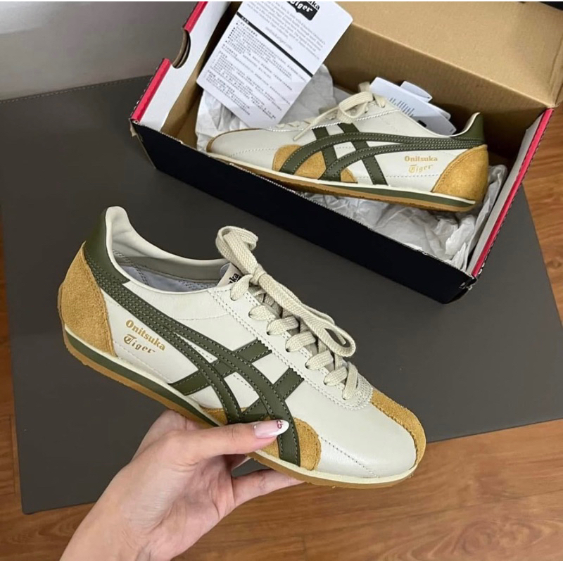 Sepatu Onitsuka Runspark BEIGE GREEN /LEATHER