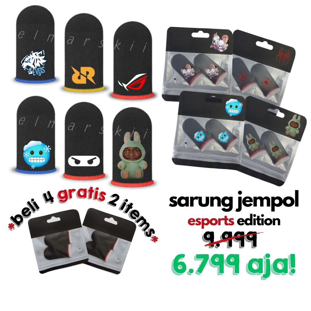 Sarung Jempol Custom Emote Edition untuk Game FF/FREE FIRE, Mobile Legends, COD, ONIC, EVOS, RRQ (An