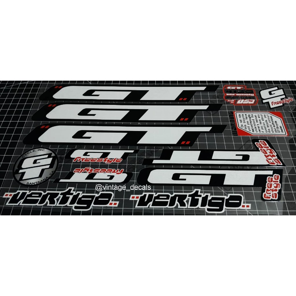sticker decals replacement BMX GT vertigo