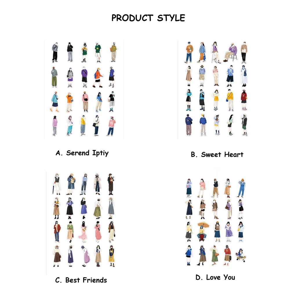 

[yaestage] 40 Pcs GIRL & BOY OOTD Deco Aesthetic Sticker Planner DIY Scrapbook