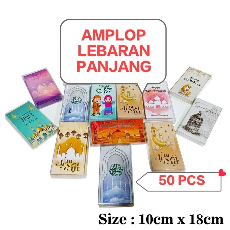 

Amplop Hari Raya Idul Fitri PANJANG Packing Mika ISI 50 Pcs